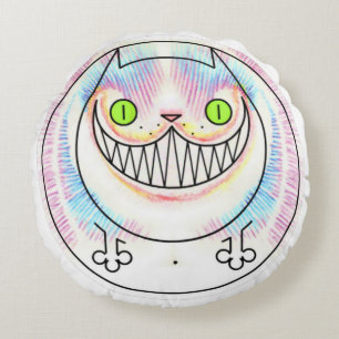 Fat Cat Cheshire Cat Round Throw Pillow