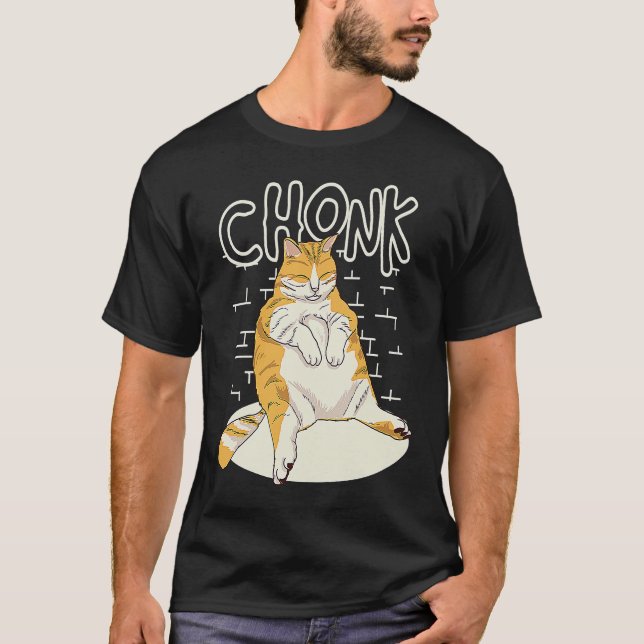 Fat Cat Chonk Scale Chonky Chubby Kitten Sarcasm M T-Shirt (Front)