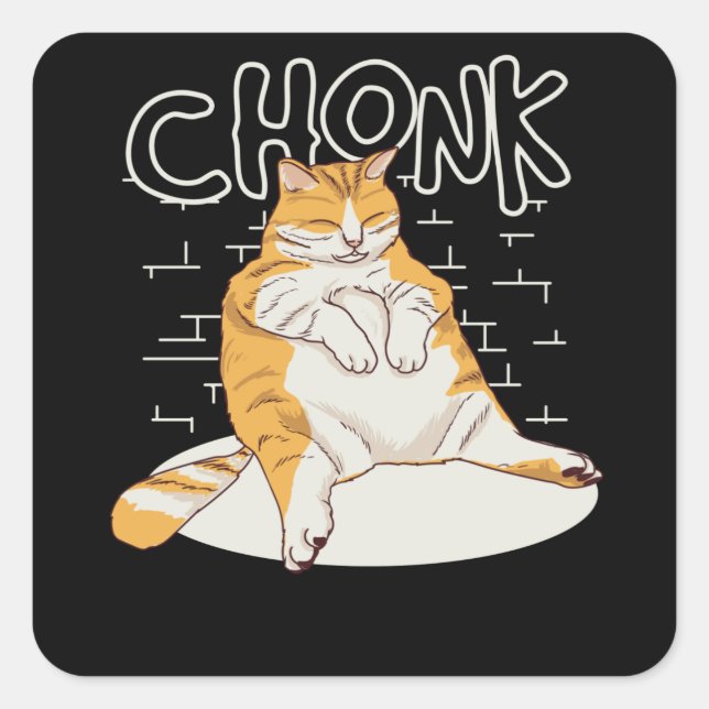 Fat Cat Chonk Scale Chonky Meme Chonker Cat Square Sticker (Front)