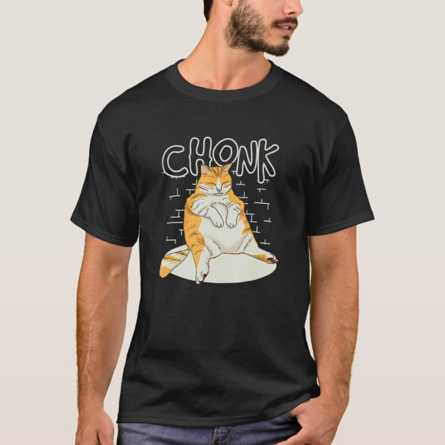 Fat Cat Chonk Scale Chonky Meme Chonker Cat T-Shirt (Front)