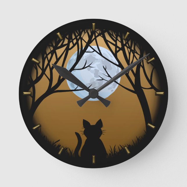 Fat Cat Clock Cute Cat Lover Wall Clocks & Decor (Front)