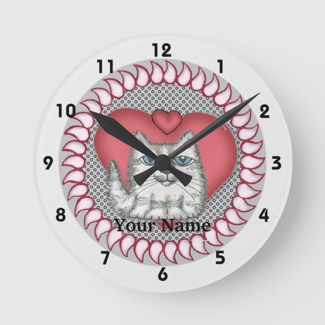 Fat Cat Heart  clock (Front)