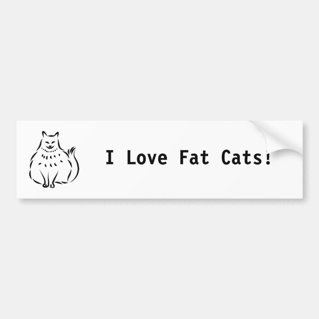 Fat Cat, I Love Fat Cats! Bumper Sticker (Front)
