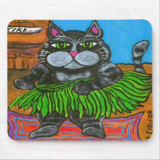 Fat Cat in a Hula Skirt at a Tiki Bar mousepad