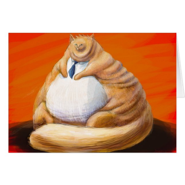 Fat cat in blue tie (Front Horizontal)