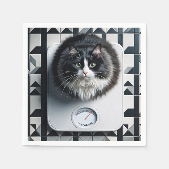 Fat Cat On a Bathroom Scale Napkin (Front)