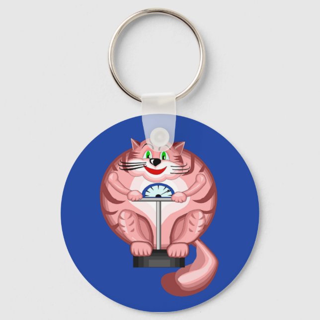 Fat Cat on Scale Key Ring (Front)