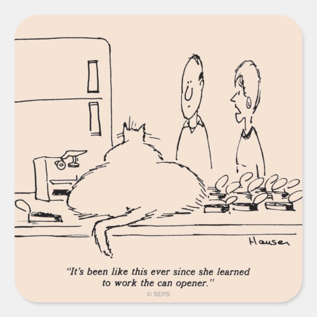 Fat Cat Square Sticker (Front)