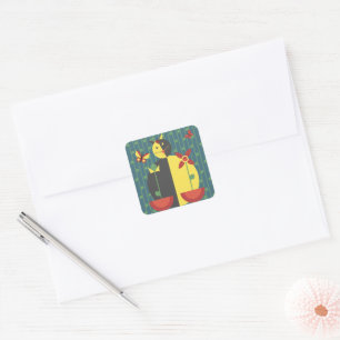 Fat Cat Square Sticker