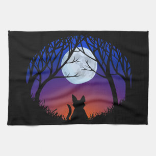 Fat Cat Towel Black Cat Art Tea Towels Cat Decor