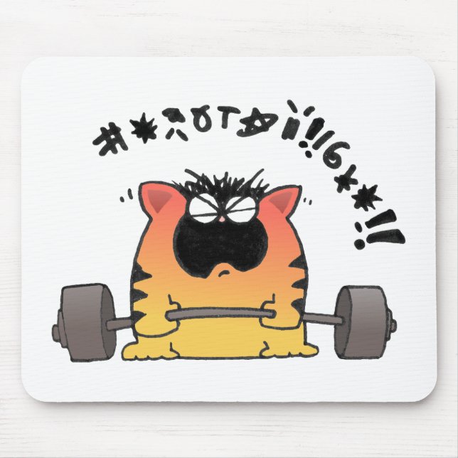 Fat Cat Weight Lift Mouse Pad (Front)
