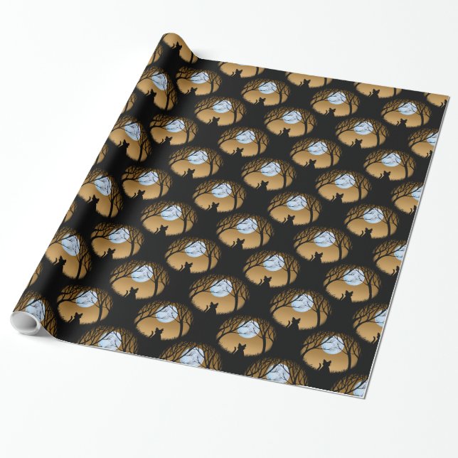 Fat Cat Wrapping Paper Cute Cat Christmas Paper (Unrolled)