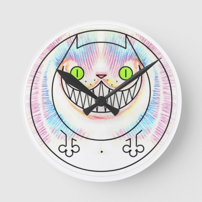 Fat Cheshire Cat Acrylic Wall Clock (Front)