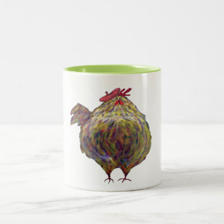 Fat Chicken Wearing a Beret Two-Tone Coffee Mug