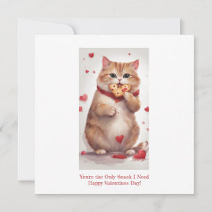 Fat cute cat cookie snack Valentines Day Holiday Card