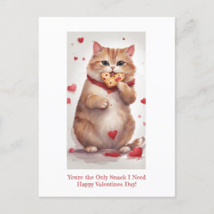 Fat cute cat cookie snack Valentines Day Holiday Postcard
