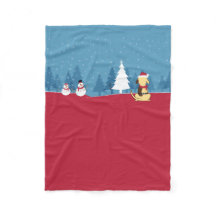 Fat Dog Christmas blanket scene