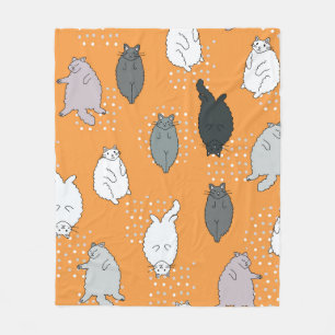 Fat, fluffy cats are lying on their backs. Cute co Fleece Blanket