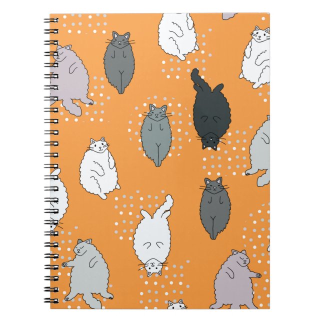 Fat, fluffy cats are lying on their backs. Cute co Notebook (Front)