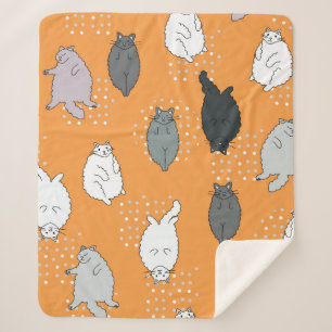Fat, fluffy cats are lying on their backs. Cute co Sherpa Blanket