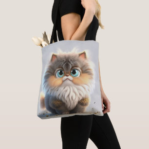 FAT FLUFFY CUTE KITTY CAT TOTE BAG