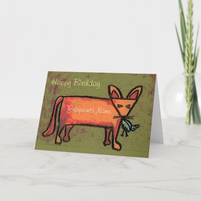 Fat Fox Personalised Happy Birthday Art Card (Front)