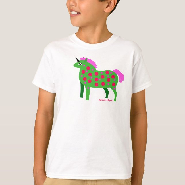 Fat Green and Pink Unicorn Kids T-Shirt (Front)