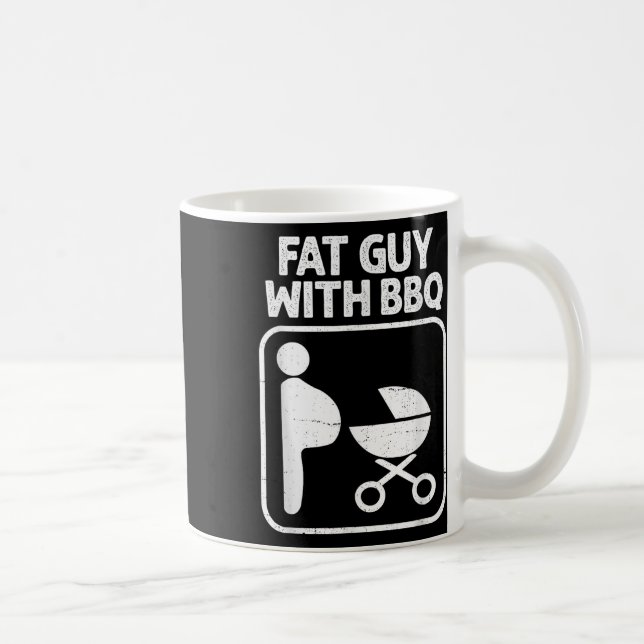 Fat Guy With Bbq, Funny Bbq Humour Smoking, Grilli Coffee Mug (Right)