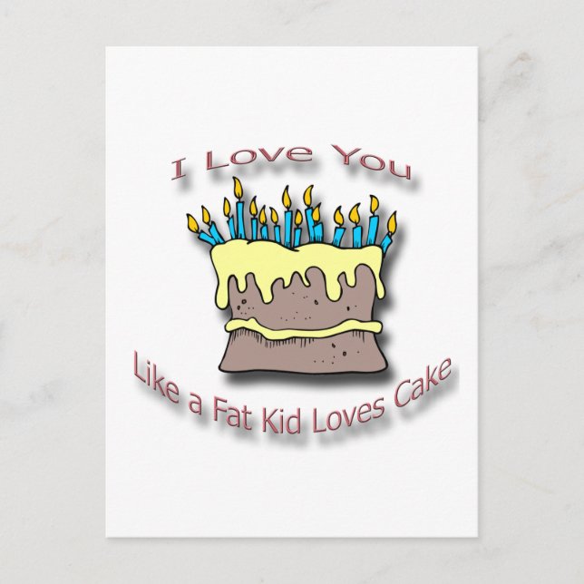 Fat Kid Loves Cake candles Postcard (Front)