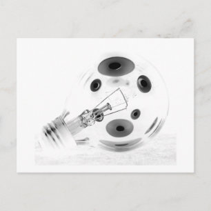 FAT LIGHT BULB B&W NEGATIVE POSTCARD