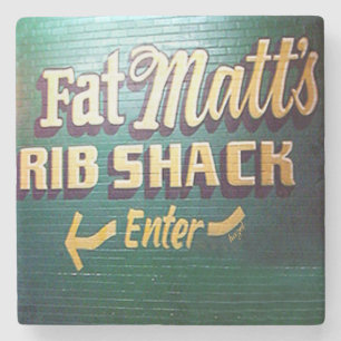 Fat Matts, BBQ, Atlanta Marble Stone Coaster. Coaster