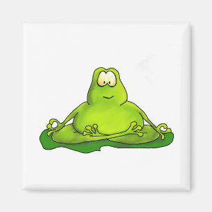 Fat meditating frog magnet