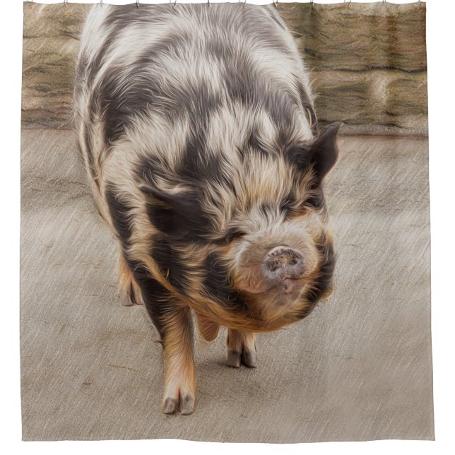 Fat pig shower curtain (Front)