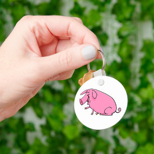 Fat Pink Pig Key Ring