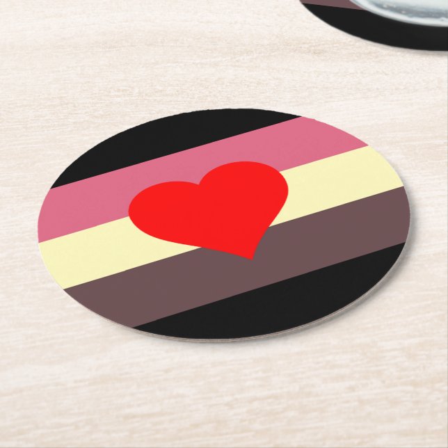 Fat Pride Flag Round Paper Coaster (Angled)