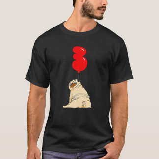 Fat Pug 3rd Birthday Kids Balloon Party T-Shirt