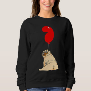Fat Pug  7th Birthday  Kids Balloon Party Sweatshirt