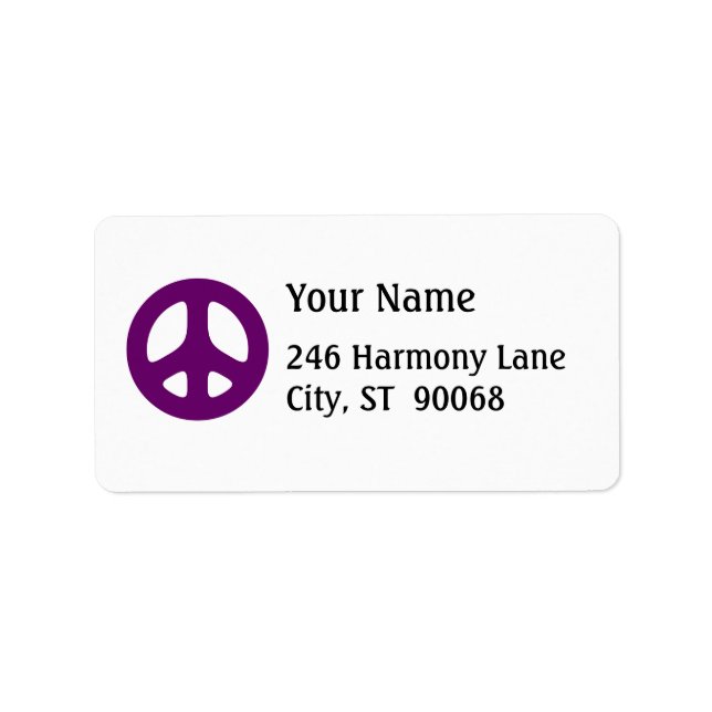 Fat Purple Peace Sign Custom Address Label (Front)