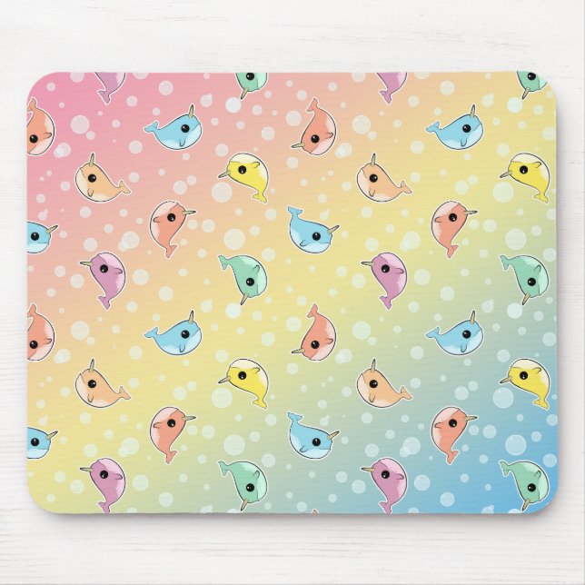 Fat Rainbow Narwhal Pattern Mouse Pad (Front)