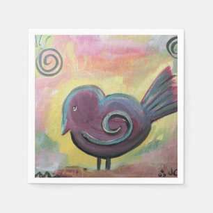 Fat Red Bird Fine Art Poster Napkin