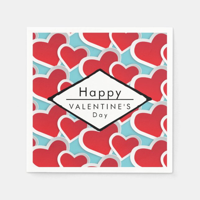 Fat Red Hearts Repeating Pattern Cute Napkin (Front)