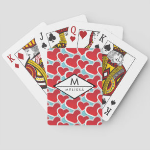 Fat Red Hearts Repeating Pattern Cute Playing Cards