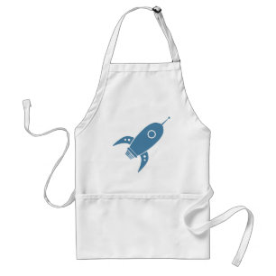 Fat Retro Rocket Ship Blue Standard Apron