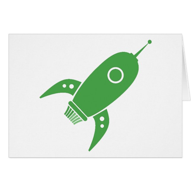 Fat Retro Rocket Ship Green (Front Horizontal)