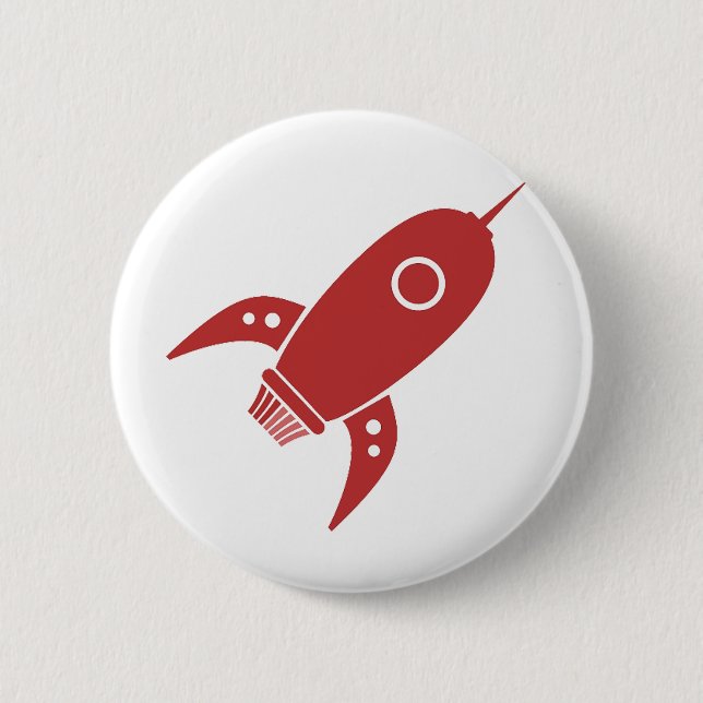 Fat Retro Rocket Ship Red 6 Cm Round Badge (Front)