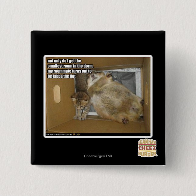 Fat roommate 15 cm square badge (Front)