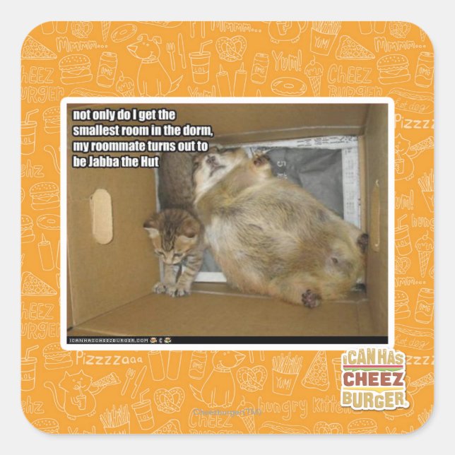 Fat roommate square sticker (Front)