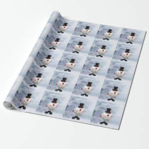 Fat Round Funny Tin Snowman  Wrapping Paper