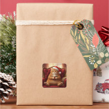 Fat Santa Cat with Hot Chocolate Stickers