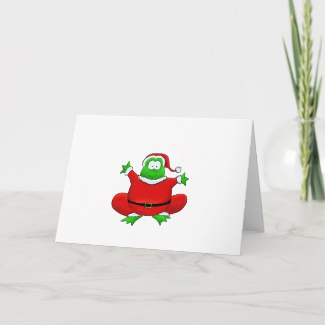 Fat Santa Frog Holiday Card (Front)